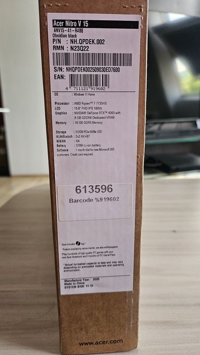 Acer Nitro V15 4060 ryzen 7 16gb
