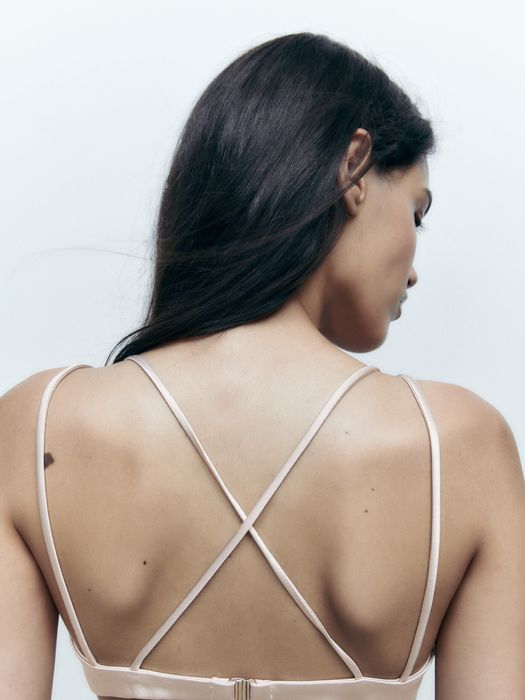 Нова рокля Zara, S, цвят шампанско, с етикет