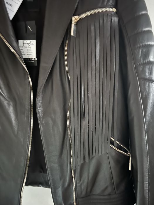 Geaca biker crop noua, stil Manokhi,  piele naturala