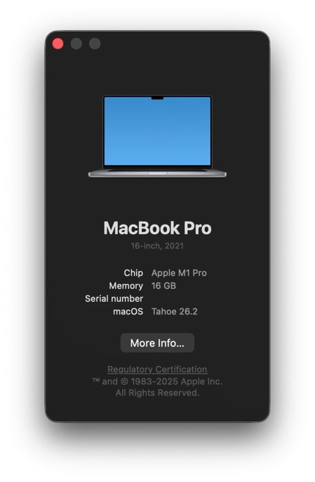 MacBook Pro 16 2021 M1 Pro, 16/512