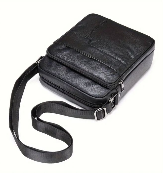 Мъжка бутикова кожена чантичка /Черна естествена кожа -10% Промоция!