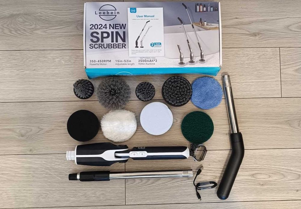 Perie electrica rotativa pentru podea cu brat ajustabil + 8 accesorii