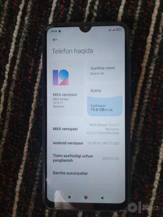 Redmi 9 A.. Rasiyadan kelgan
