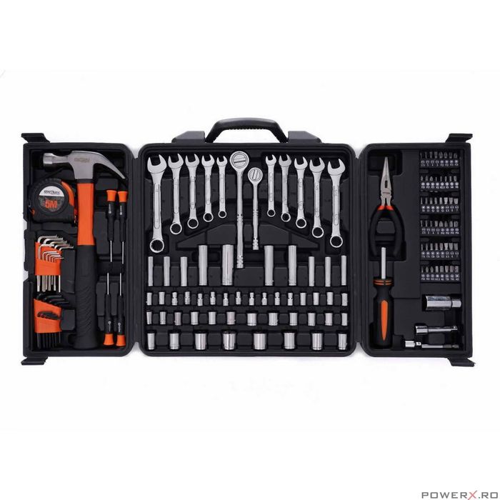 Trusa scule din oțel crom-vanadiu cu valiza, 140 elemente, Kraft