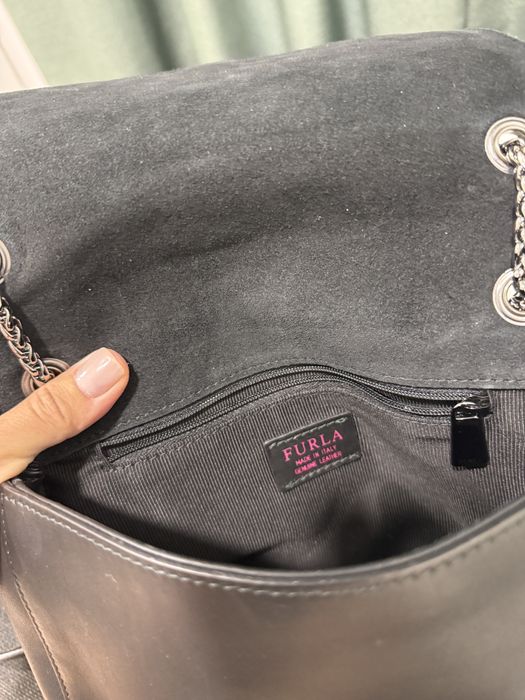 Furla Black Leather Deliziosa Flap Shoulder Bag