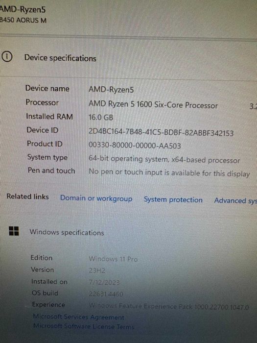 Kit AM4 placa de baza Gigabyte B450 AORUS M + cpu AMD Ryzen 5 1600