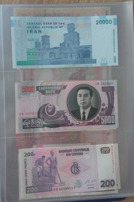 Colectie 40 bancnote diferite (stare foarte buna)