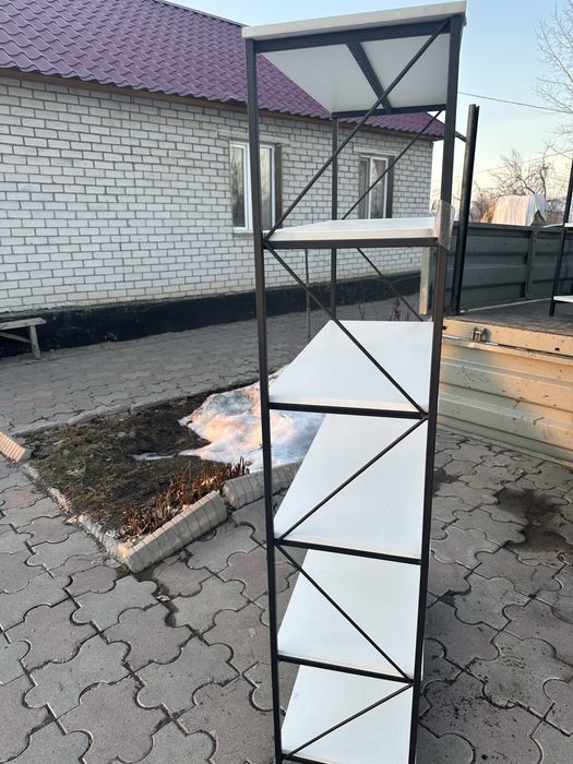 Этажерка-стеллаж 6 полок белый, каркас черный