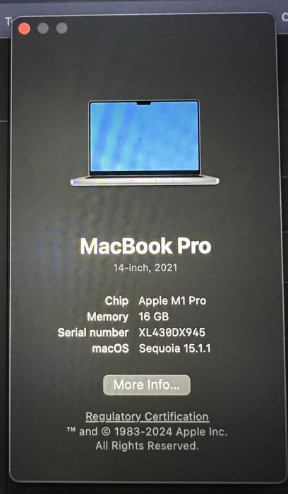 Apple MacBook Pro 14 (2021) RAM 16GB, 512GB SSD, Space Grey, Int KB