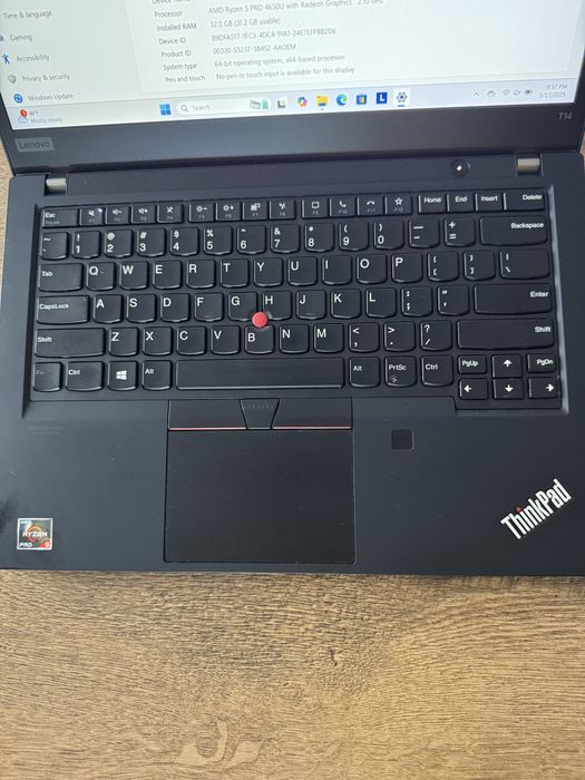 Laptop Lenovo T14 Gen 1, AMD Ryzen 5 PRO, 4650U 32Gb DDR4, SSD 256GB