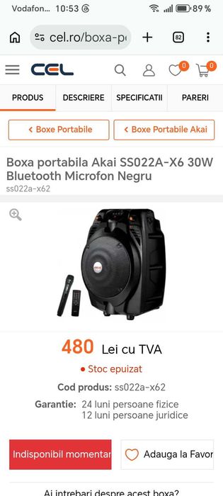 Boxă audio Akai putere 30w