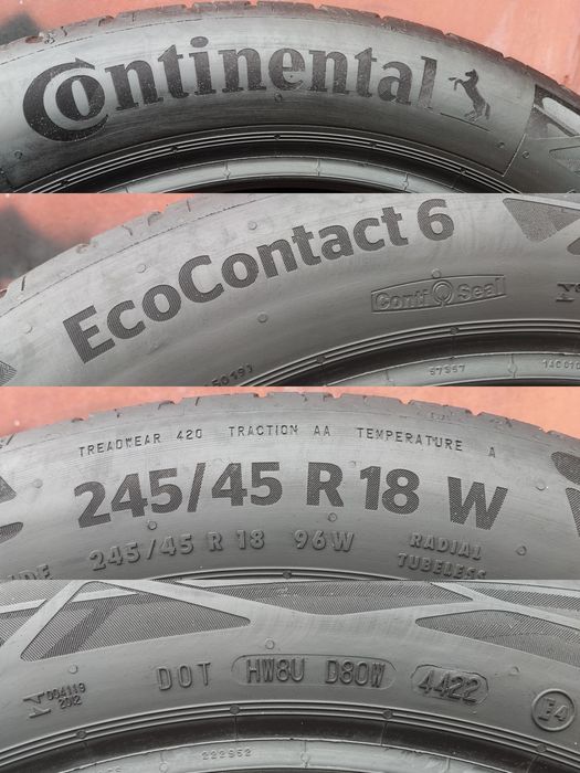 4бр. летни гуми 245/45/18 Continental Eco Contact 6 
dot22