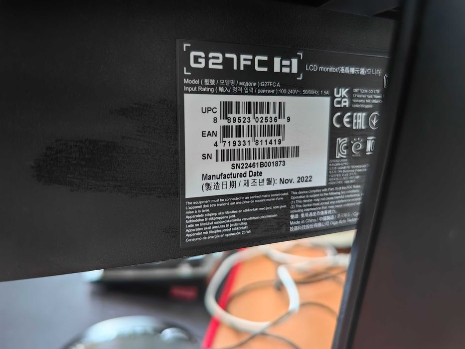 Монитор Gigabyte g27 fc