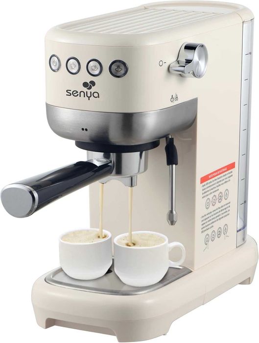 Кафемашина Senya Tasty 20 бара, кафе машина за еспресо и капучино 1300 W, термоблок, разпенител за мляко, автоматично изключване