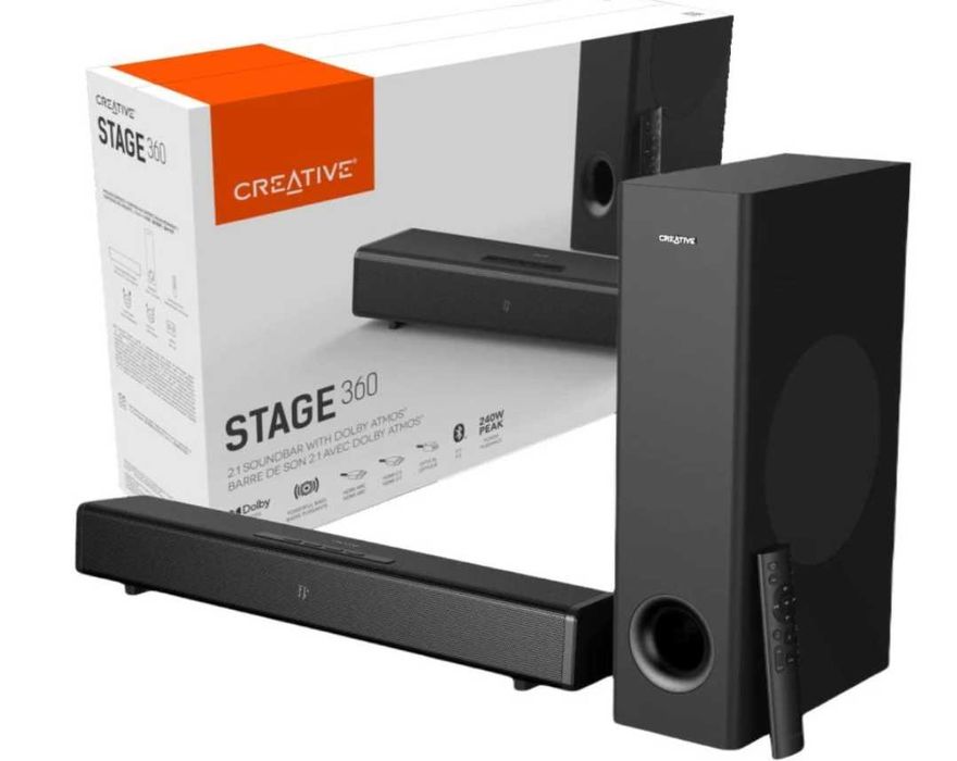 Creative Stage 360 – 2.1 Soundbar с Dolby Atmos, Bluetooth | Нов | 24 месеца гаранция