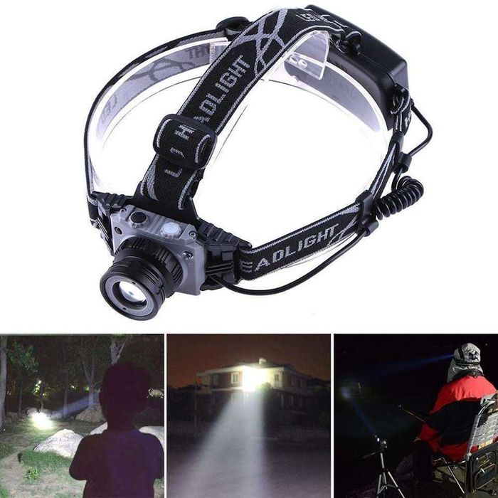 Мощен метален челник с фотоклетка, фокус до 200м и 12ч време на работа