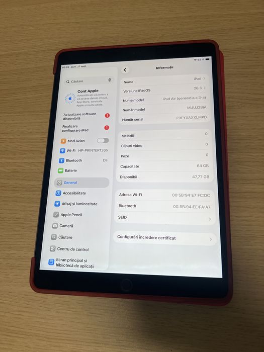 Ipad air 3 wifi 64 G Grey Bucuresti Sectorul 2 • OLX.ro