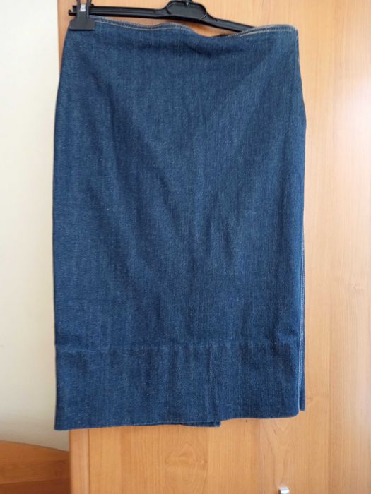 Fusta Zara midi, stil creion, albastru indigo