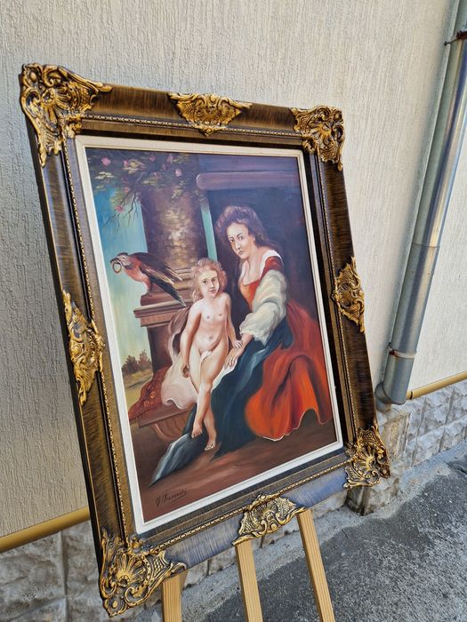 Уникална антикварна белгийска авторска картина масло върху платно