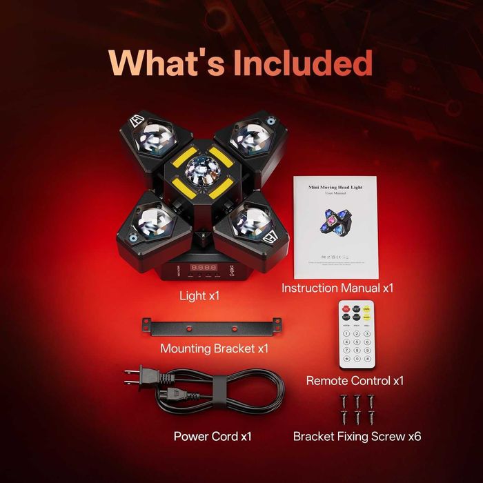LED Disco Stroboscop 120 W, lumină de scenă cu telecomandă, lumină LED RGBW pentru petrecere cu 4 brațe luminoase, efect stroboscopic, DMX512,