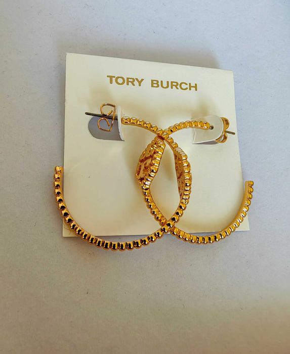 Обеци на Tory Burch - logo round earrings