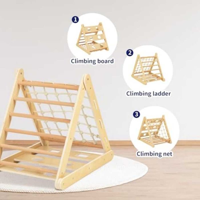 Set de cățărat 3în1 triunghi de cățărat cu 3 laturi, Montessori/Pikler