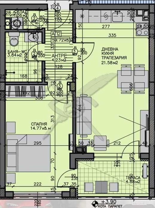Двустаен апартамент в Зорница 1324 - 37680