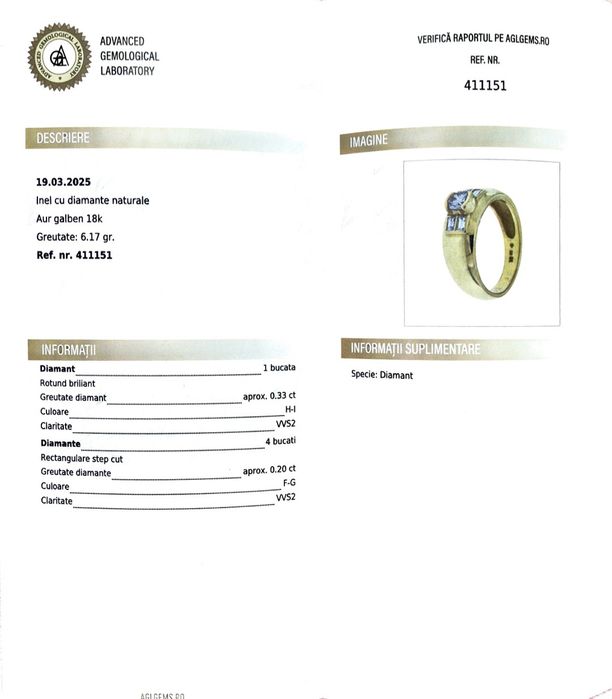 Inel din aur de 18K si 0.53 ct Diamante naturale