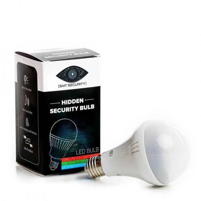 Microfon Spion si Reportofon Spion Integrat in Bec Econimic 12W- Control prin Aplicatie (iOS / Android) SMT SECURITY