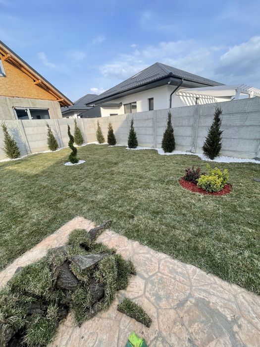 Gazon rulou și sistem de irigare