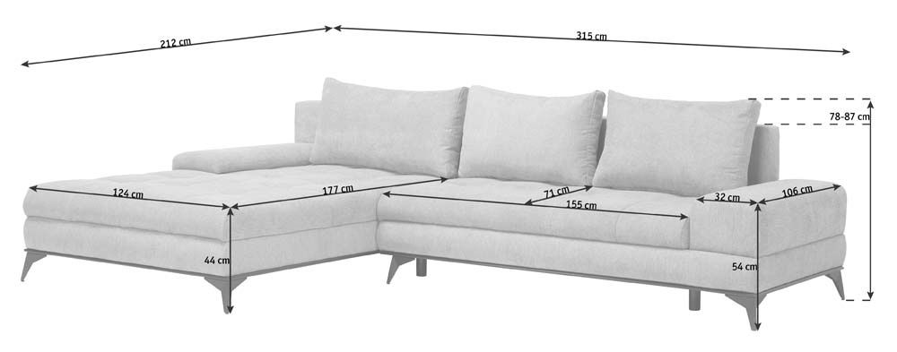 Голяма светло сива холна гарнитура ЛЕ ФИГАРО с функция сън и ракла