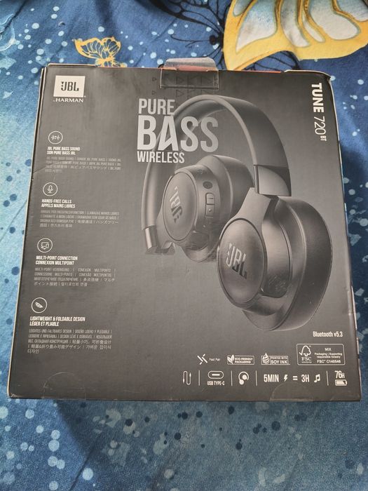 Casti JBL Tune 720 BT Bluetooth, Over-Ear, Microfon , Negru cu Garantie