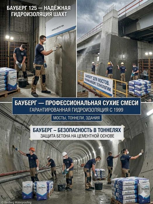 Гидроизоляция под ключ с гарантии с материалами Бауберг из первых рук