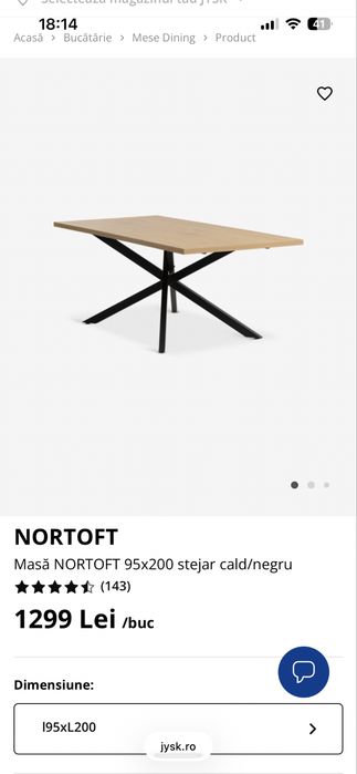 Masa living cu picior negru metalic