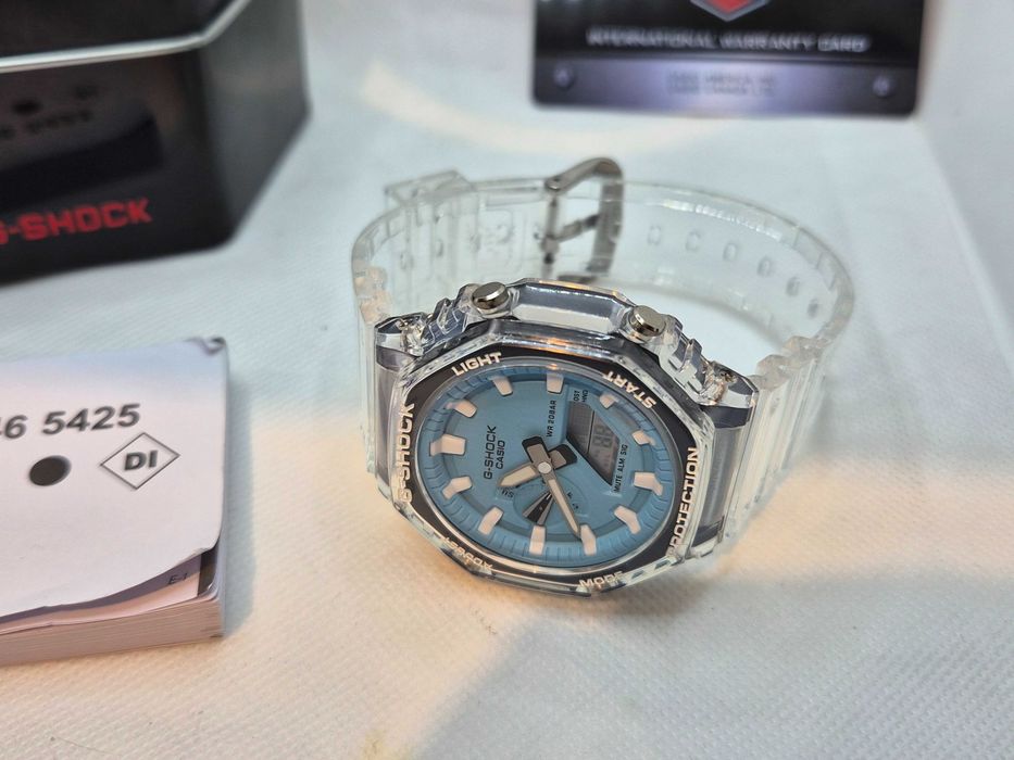 Ceas Sport Casio g shock ga 2100 BM jellyfish ,transparent BLUE CIEL , Nou,Garantie 2 ani
