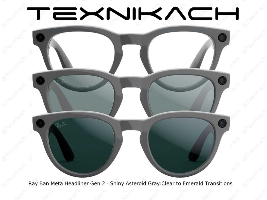 Ray Ban Meta Headliner Gen 2 - Shiny Asteroid Gray/Clear to Emerald!!!