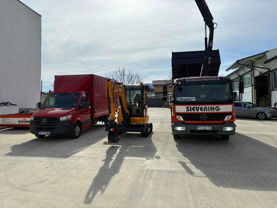 БАГЕР JCB 3.5t,САМОСВАЛ с кран 12t,БУС с борд