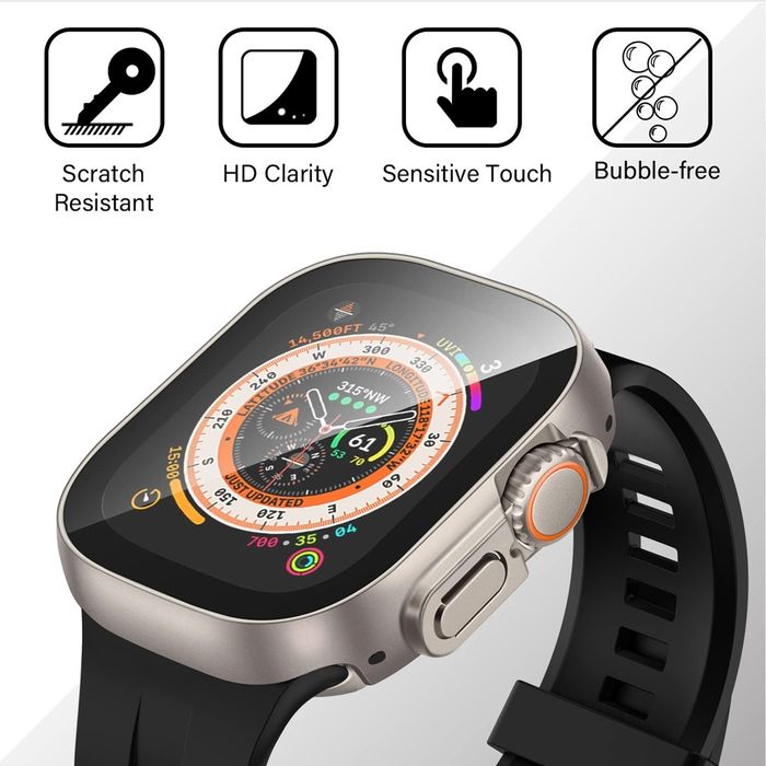 Кейс + Стъклен протектор за Apple Watch 10 9 / 8 / 7 45 41 / SE 44 40