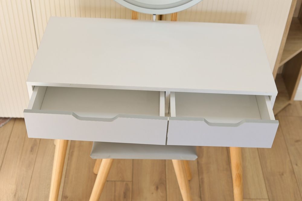 Masa Machiaj cu Iluminare LED, Scaun, Oglinda