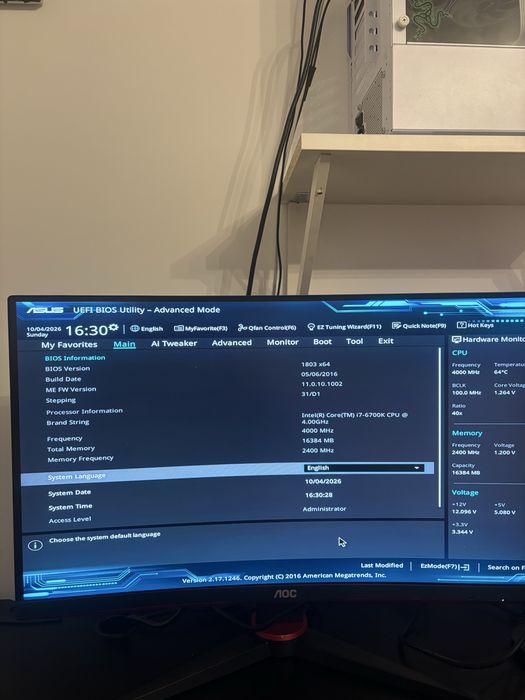 Pc intel i7 6700k , 16 gb ram ddr4
