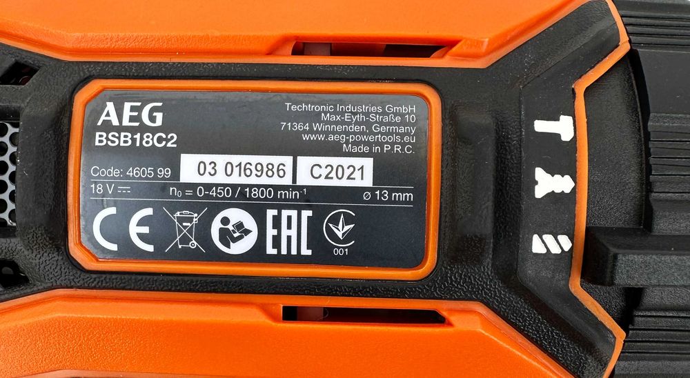 Нов комплетк от ъглошлайф AEG BEWS 18-125X и винтоверт AEG BSB18C2