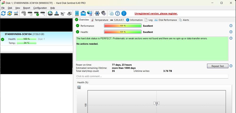 HDD Seagate IronWolf 4TB  – NAS/Server – 100% Health, ca nou!