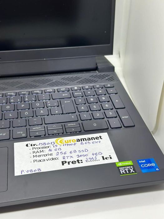 Laptop Dell G15, I5-11400H, 16 GB RAM, 256 GB SSD, 15.6" -A-