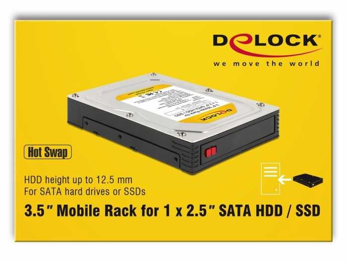 Delock Carcasă HOT SWAP 3.5″ pentru 1 SAU 2 x SATA HDD / SSD de 2.5″