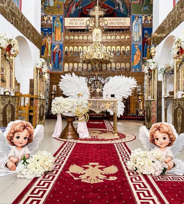 Aranjament cristelnita baietei decor biserica fetite decoratiuni botez