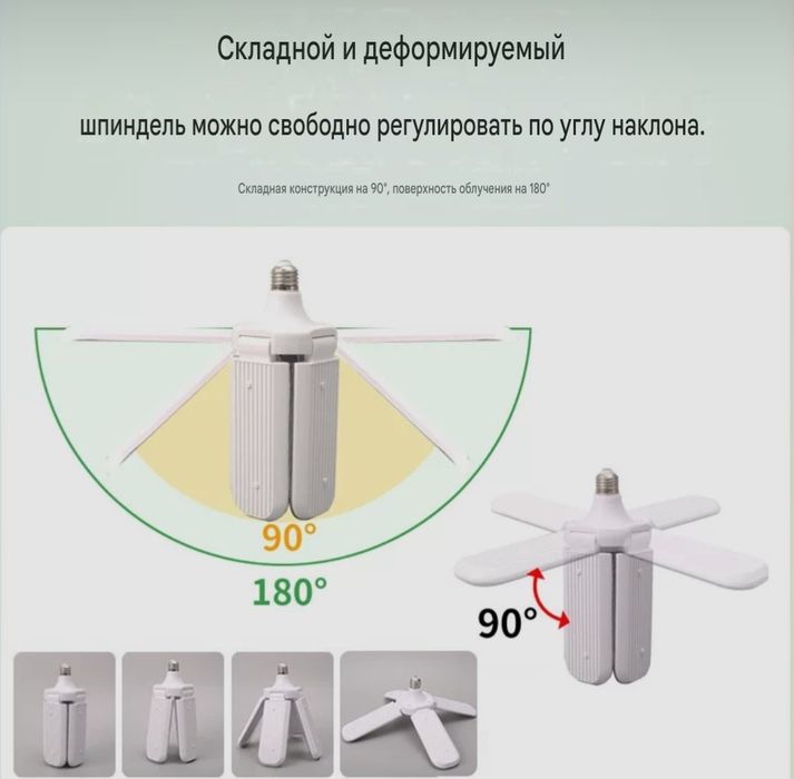 Складная LED фитолампа с лепестками
