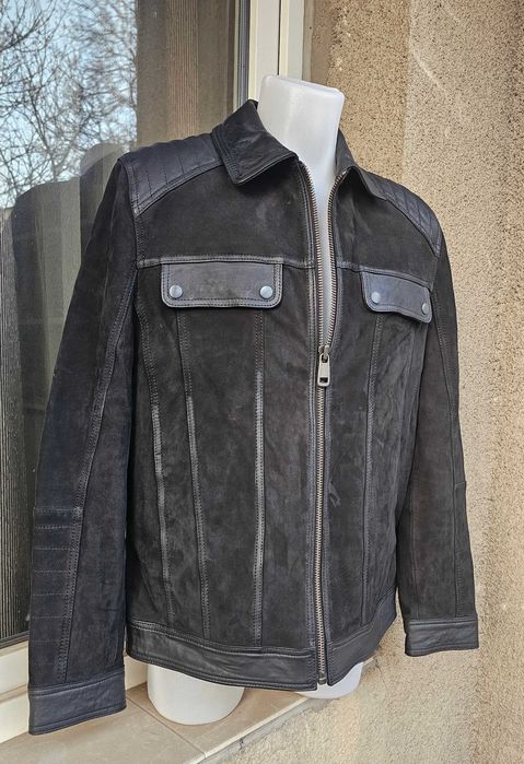 Мъжко кожено яке от велур и естествена кожа – размер L