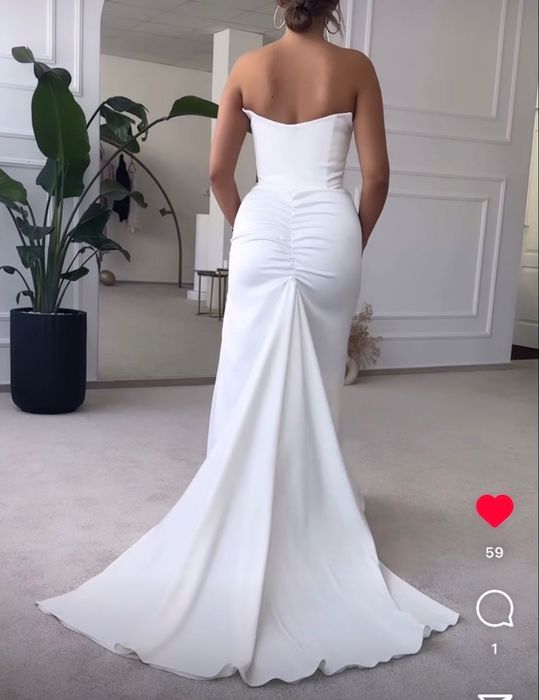 Rochie albă lunga cu trena