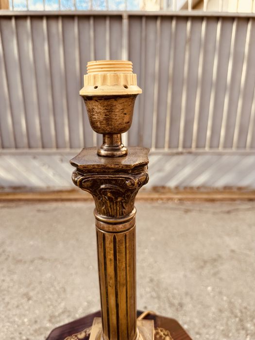 Винтидж лампа с месинг и дърво – френски стил, 60–70-те години