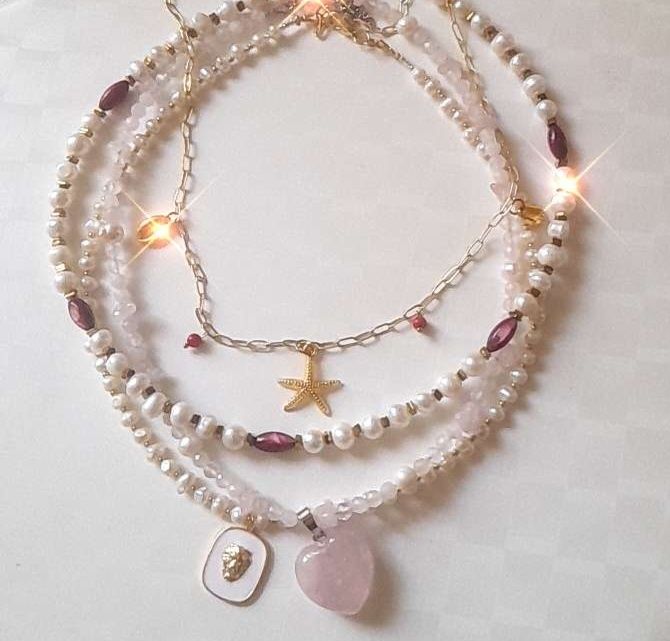 Колье с жемчугом и перламутром